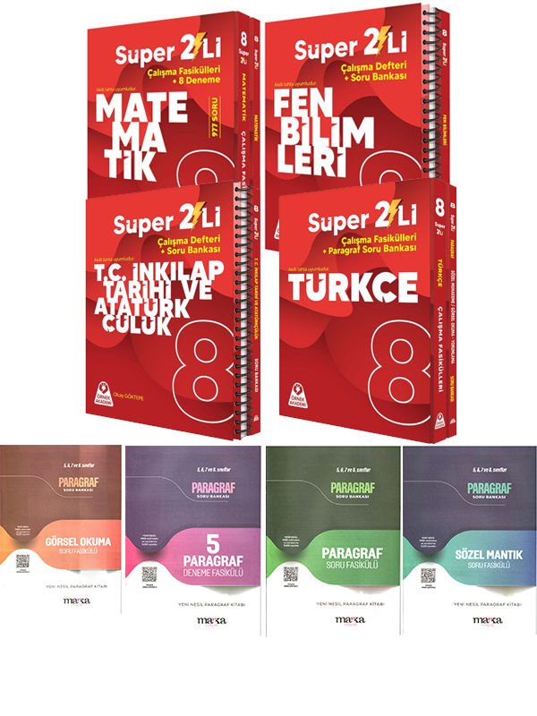 Marka Yayınları 2025 LGS Paragraf Soru Fasikülü ve Örnek Akademi Tüm Dersler Süper 2li Set