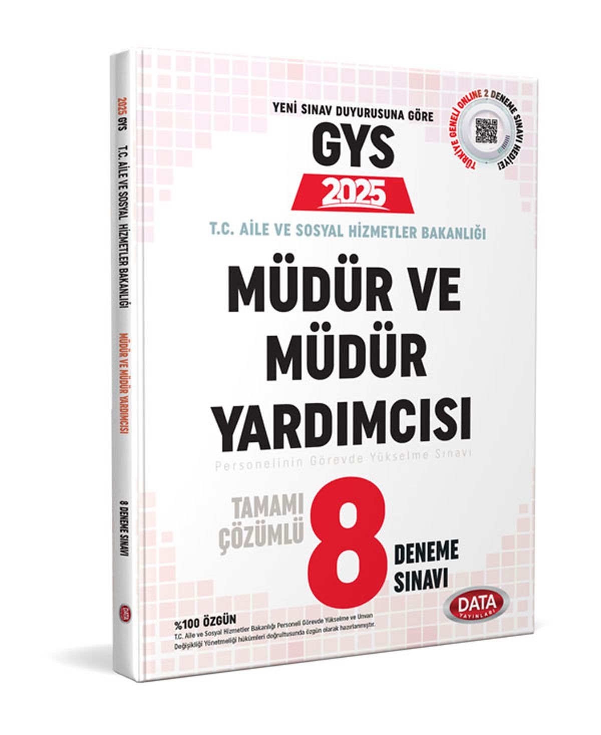2025 GYS Aile Sosyal Hizmetler Bakanlığı Müdür ve Yardımcısı 8 Deneme Çözümlü Data Yayınları