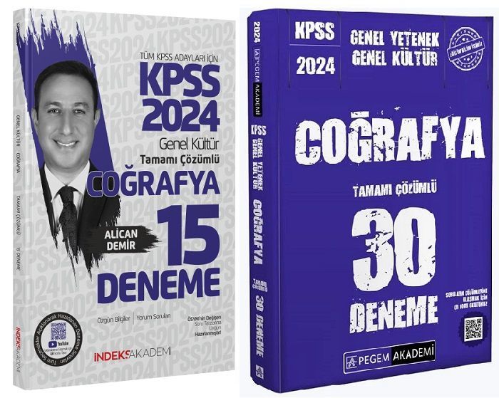 Pegem + İndeks 2024 KPSS Coğrafya 30+15 Deneme 2 li Set Pegem + İndeks Akademi