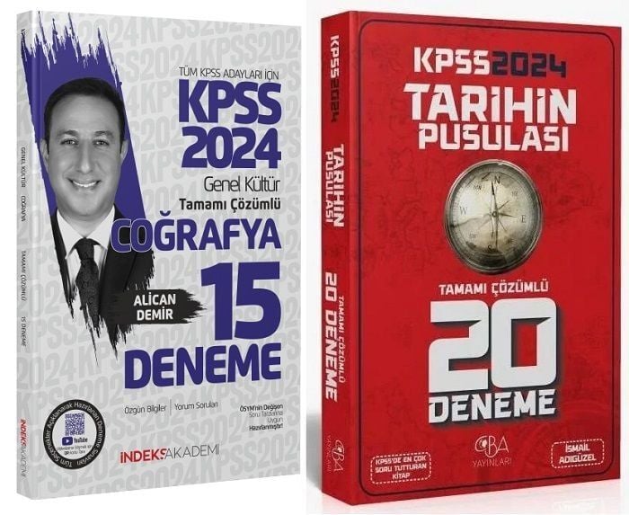 İndeks 2024 KPSS Tarihin+Coğrafya Pusulası 20+15 Deneme 2 li Set CBA + İndeks Akademi