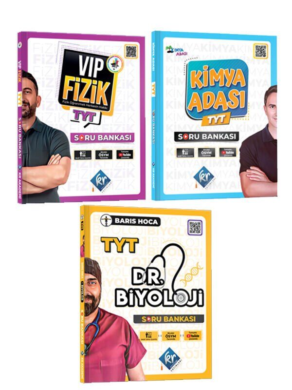 Kr Akademi YKS VİP TYT Fizik + Kimya Adası TYT Kimya ve TYT Dr. Biyoloji Soru Seti 3 Kitap Set