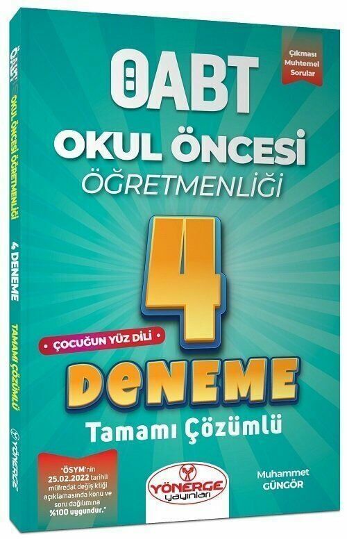 Yönerge Yayınları KPSS ÖABT Okul Öncesi Öğretmenliği Çocuğun Yüz Dili 4 Deneme