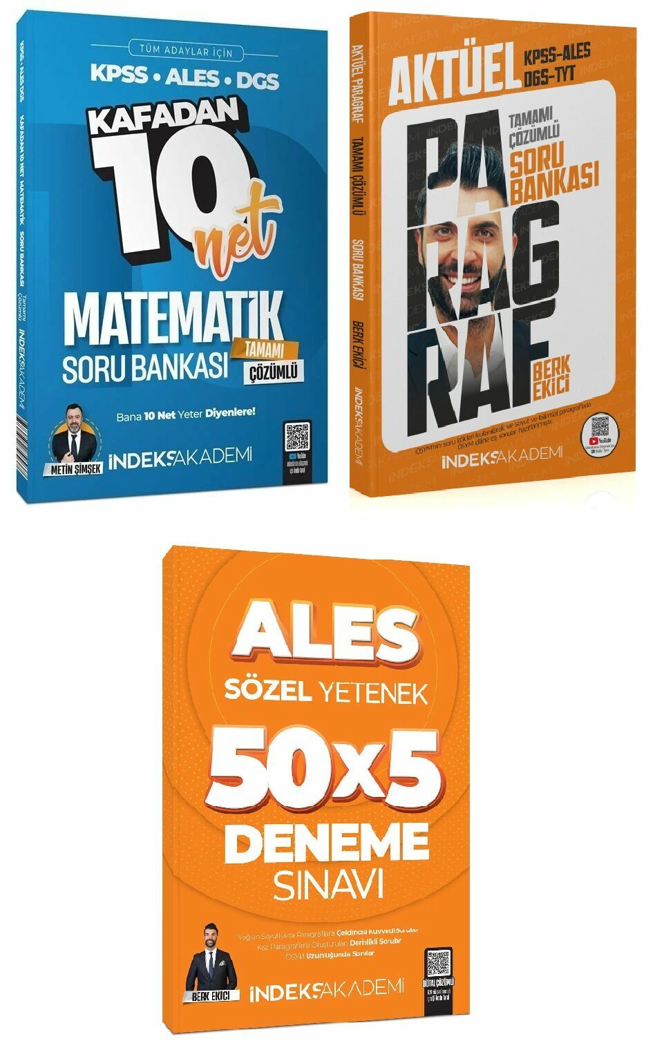 İndeks 2025 ALES Matematik + Paragraf Soru Deneme 3 lü Set - Metin Şimşek, Berk Ekici İndeks