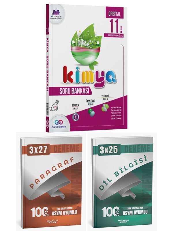 Orbital + Anla Kazan 2026 11. Sınıf Kimya Soru ve Paragraf Dil Bilgisi Deneme 3 lü Set