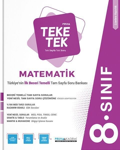 Pruva Akademi 8. Sınıf Matematik Teke Tek Soru Bankası