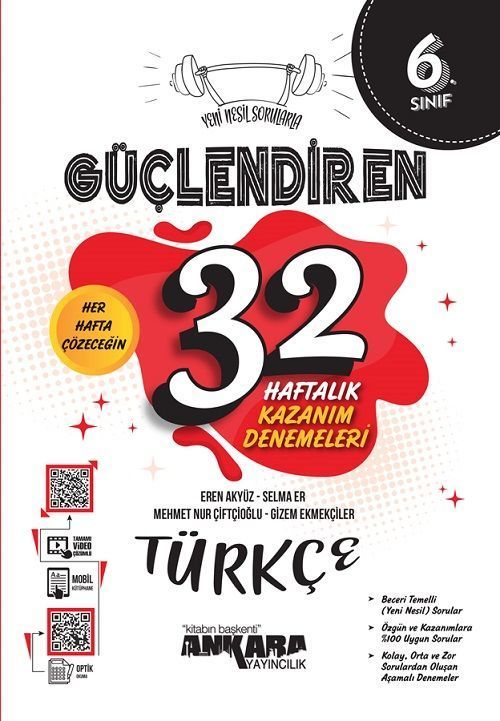 Ankara Yayıncılık 6. Sınıf Türkçe Güçlendiren 32 Haftalık Kazanım Denemeleri Ankara Yayıncılık