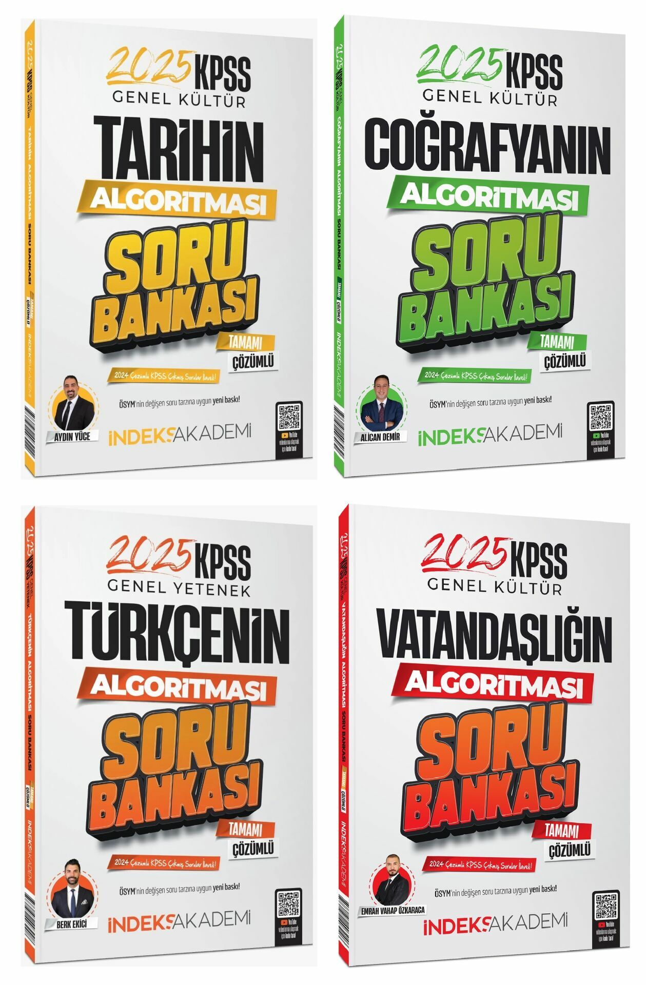 İndeks Akademi 2025 KPSS Türkçe+Tarih+Coğrafya+Vatandaşlık Algoritması Soru Bankası 4 lü Set İndeks