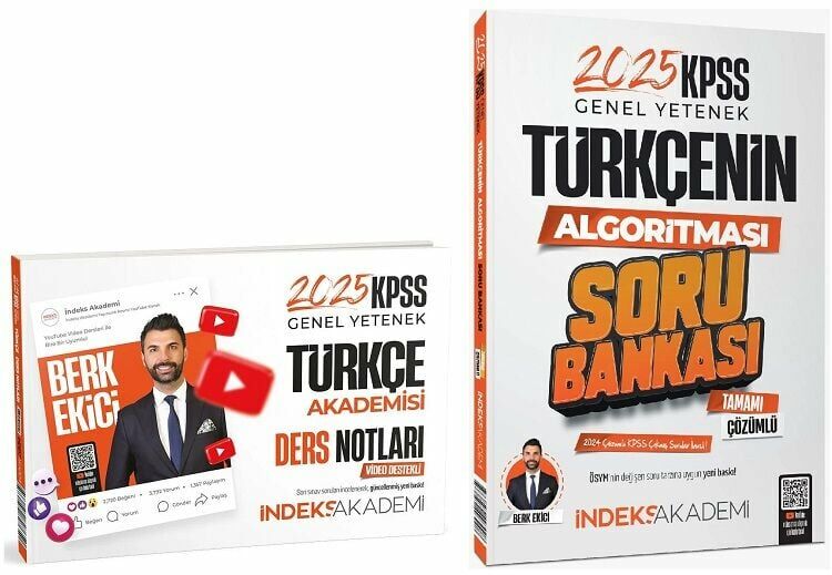 İndeks Akademi 2025 KPSS Türkçe Akademisi Video Ders Notları + Soru Bankası 2 li Set - Berk Ekici