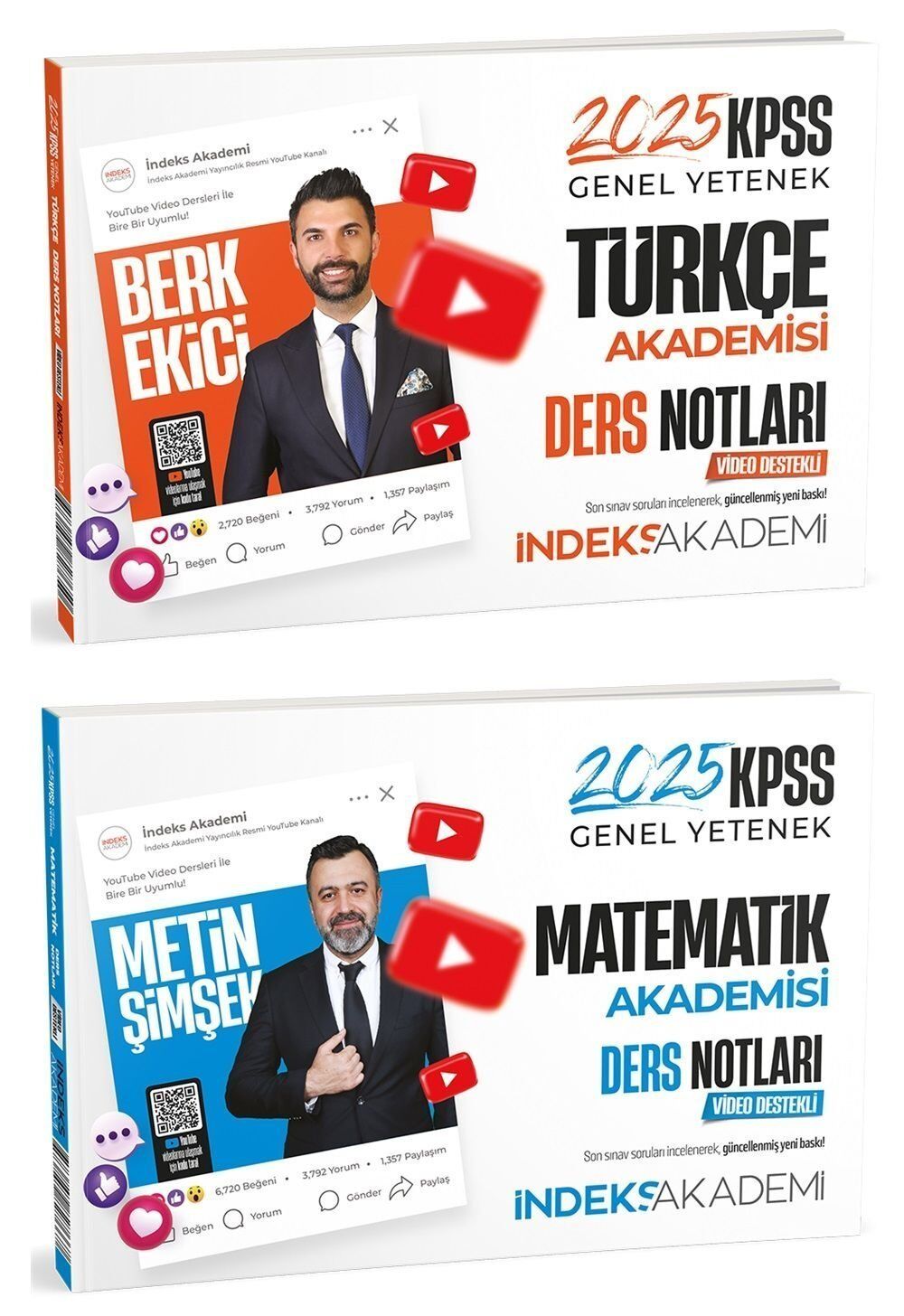 İndeks Akademi 2025 KPSS Türkçe+Matematik Akademisi Video Ders Notları 2 li Set İndeks Akademi