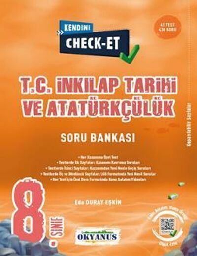 Okyanus 8. Sınıf TC İnkılap Tarihi ve Atatürkçülük Kendini Check-Et Soru Bankası Okyanus Yayınları