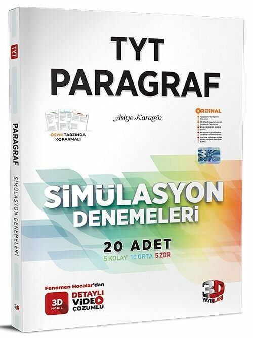 3D Yayınları YKS TYT Paragraf Simülasyon 30 Deneme Video Çözümlü 3D Yayınları