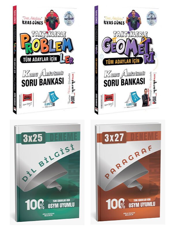 Yargı + Anla Kazan Taktiklerle Problemler Geometri + Paragraf Dil Bilgisi Deneme 4 lü Set