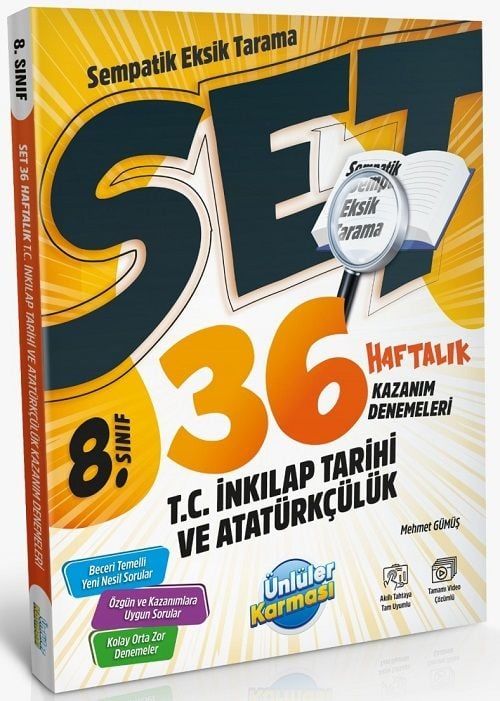 Ünlüler 8. Sınıf T.C İnkılap Tarihi ve Atatürkçülük SET 36 Haftalık Kazanım Denemeleri Ünlüler Yayınları