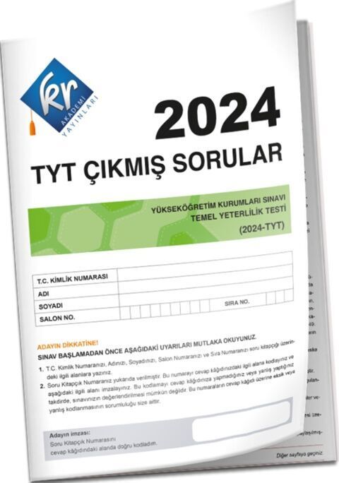 KR Akademi Yayınları 2024 TYT Çıkmış Sorular Tıpkı Basım Kitapçığı