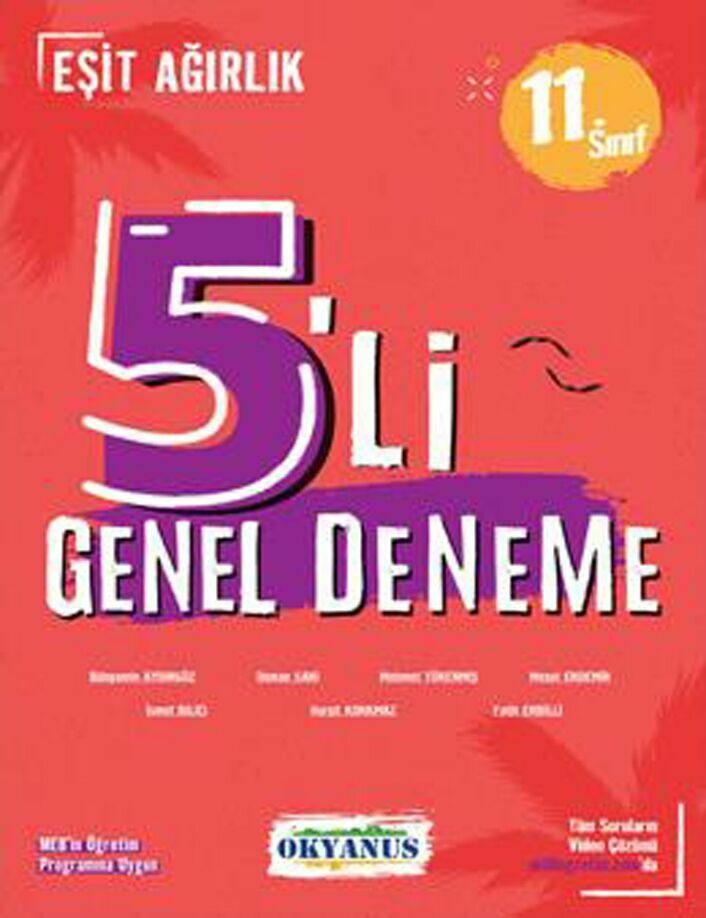 Okyanus 11. Sınıf Eşit Ağırlık 5 li Genel Deneme Okyanus Yayınları