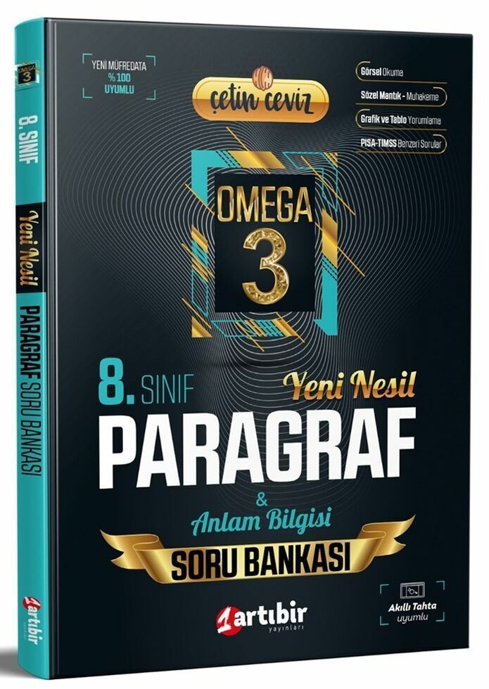 Artıbir Yayınları 8. Sınıf LGS Paragraf Çetin Ceviz Omega 3 Soru Bankası