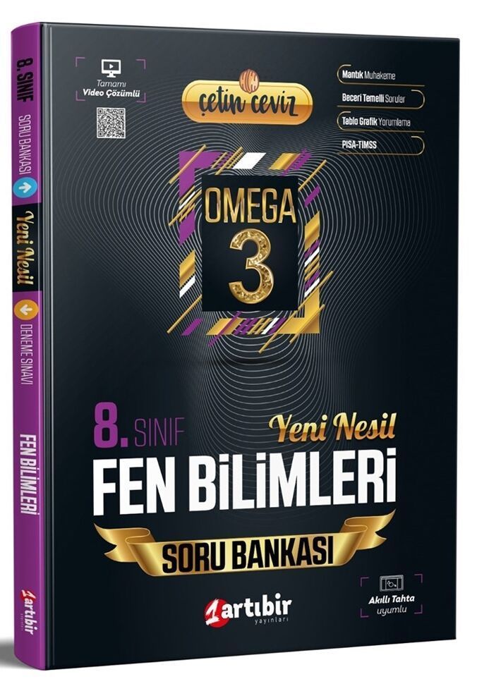 Artıbir Yayınları 8. Sınıf LGS Fen Bilimleri Çetin Ceviz Omega 3 Soru Bankası