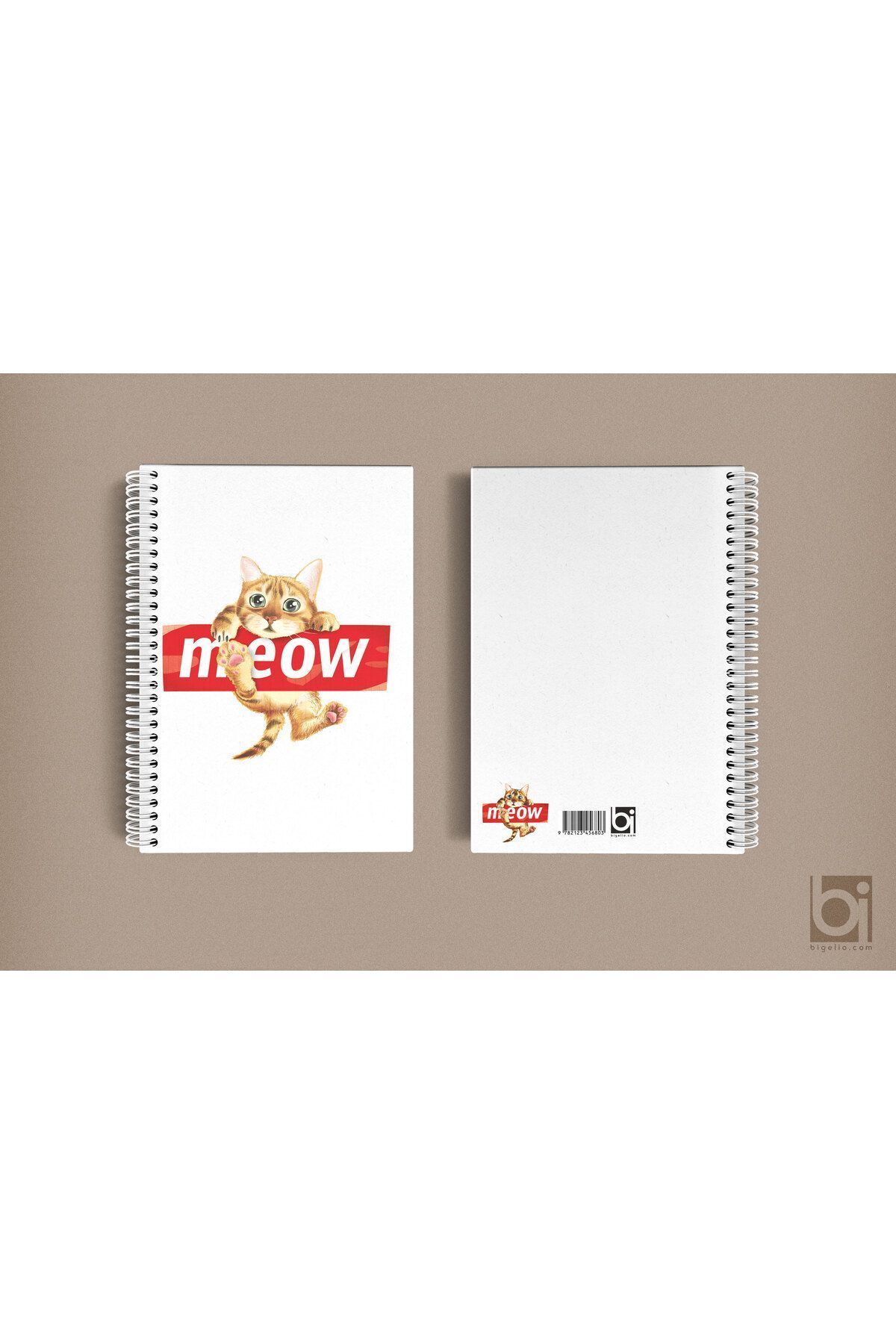 Meow Kedi A5 Çizgisiz 72 Yaprak Spiralli Defter Bigelio