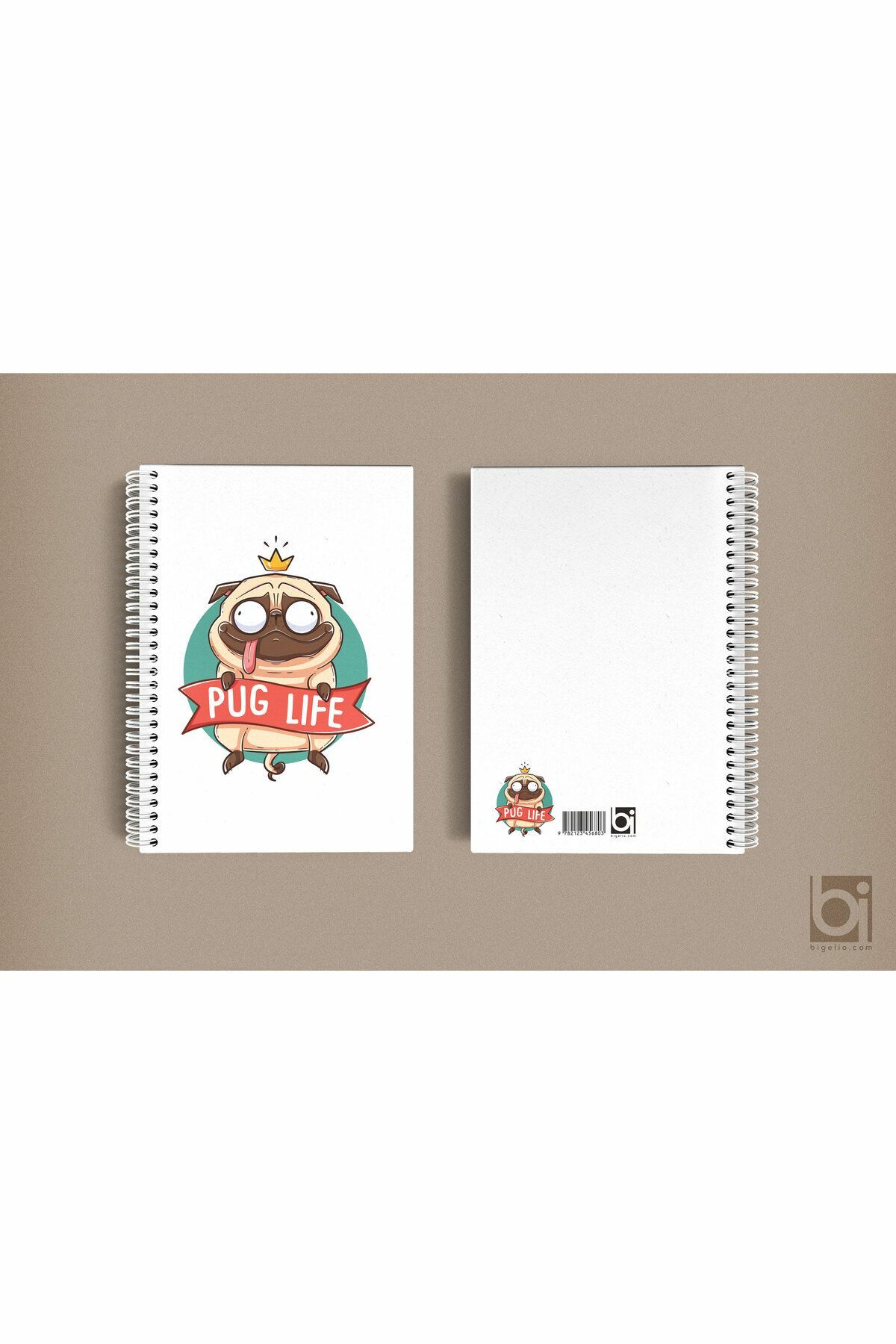 Pug Life Kral Köpek A5 Çizgisiz Spiralli Defter Bigelio
