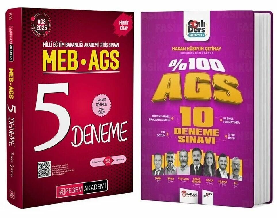 Pegem + Kaplan Akademi 2025 MEB-AGS 5+10 Deneme 2 li Set Pegem + Kaplan Akademi Yayınları