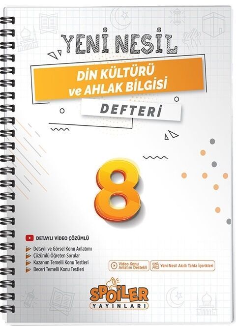 Spoiler Yayınları 8. Sınıf Din Kültürü ve Ahlak Bilgisi Yeni Nesil Defter