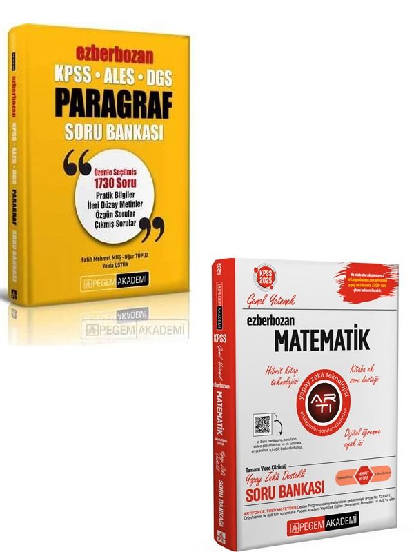 Pegem 2025 KPSS Ezberbozan Paragraf Soru ve Matematik Soru 2 li Set