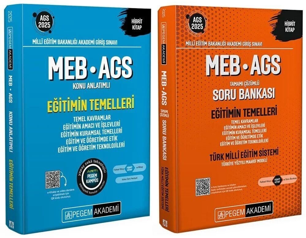 Pegem 2025 MEB-AGS Eğitimin Temelleri ve Türk Milli Eğitim Sistemi Konu + Soru Bankası 2 li Set Pegem Yayınları