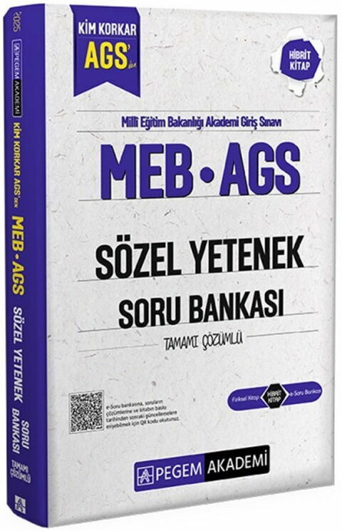 Pegem 2025 MEB-AGS Sözel Yetenek Soru Bankası Çözümlü Pegem Akademi Yayınları