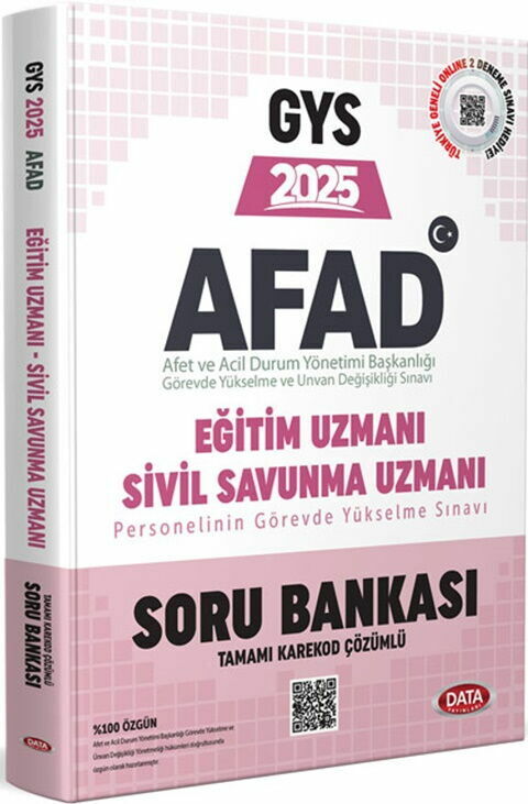 Data Yayınları 2025 GYS AFAD Eğitim Uzmanı Sivil Savunma Uzmanı Soru Bankası