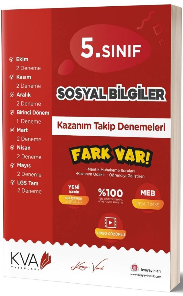 KVA Yayınları 5. Sınıf Sosyal Bilgiler Fark Var Kazanım Takip Denemeleri