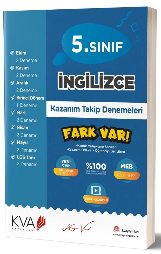 KVA Yayınları 5. Sınıf İngilizce Fark Var Kazanım Takip Denemeleri