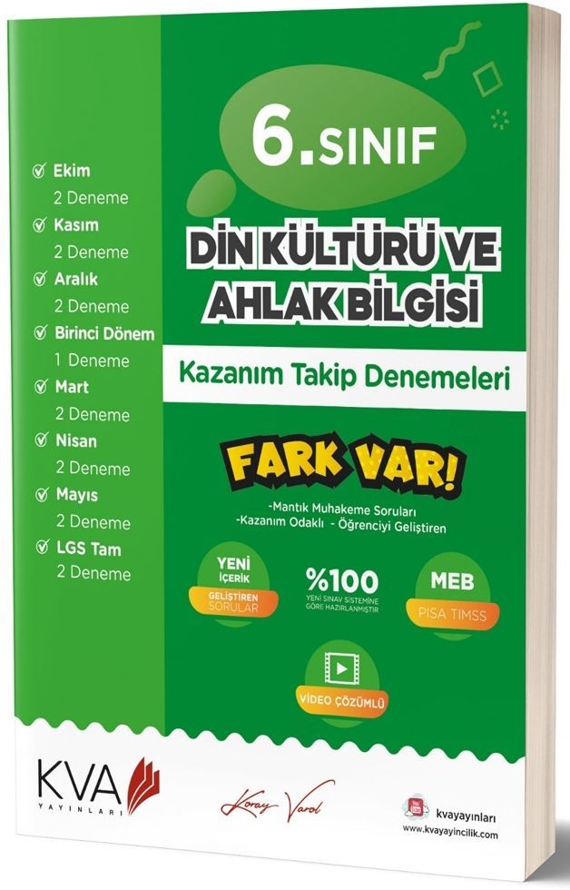 KVA Yayınları 6. Sınıf Din Kültürü ve Ahlak Bilgisi Fark Var Kazanım Takip Denemeleri