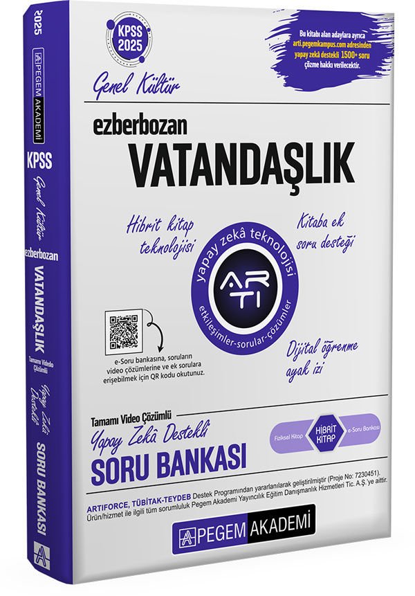 Pegem 2025 KPSS Vatandaşlık Ezberbozan Soru Bankası Video Çözümlü Pegem Akademi Yayınları