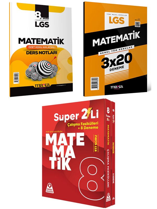 Marka Yayınları 2025 LGS Matematik Ders Notları + Deneme ve Örnek LGS Matematik Süper 2li Set