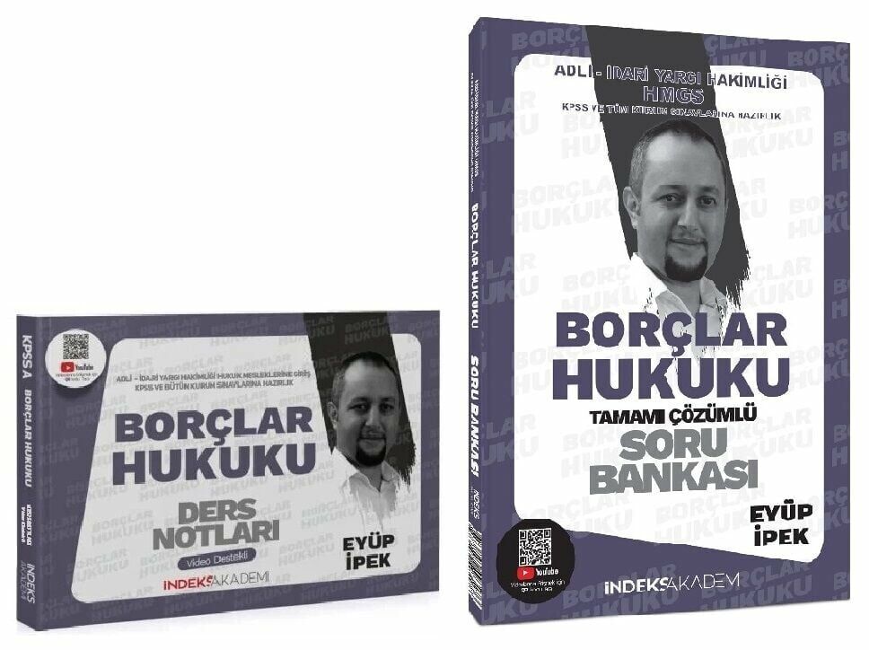 İndeks Akademi 2025 KPSS A Grubu Borçlar Hukuku Video Ders Notları + Soru Bankası 2 li Set