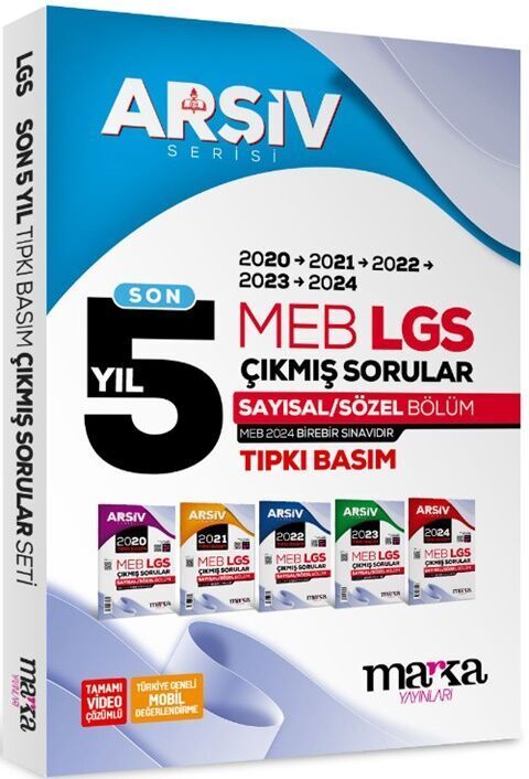 Marka 8. Sınıf LGS Çıkmış Sorular Son 5 Yıl Tıpkı Basım Arşiv Serisi Çözümlü Marka Yayınları