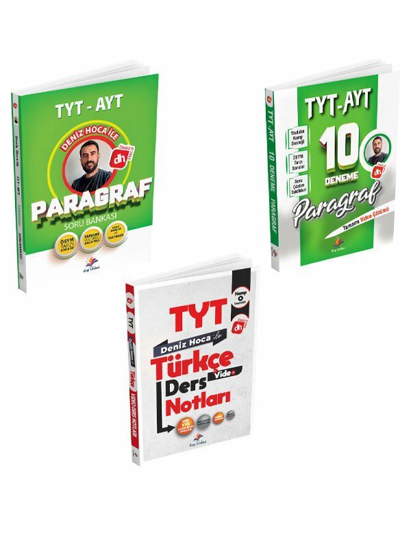 Dizgi Deniz Hoca TYT Paragraf Soru + 10 Deneme + Türkçe Video Ders Notları Seti