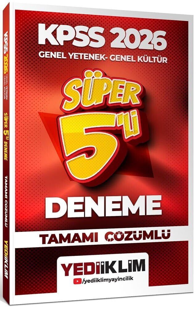 Yediiklim 2026 KPSS Genel Yetenek Genel Kültür Süper 5 li Deneme Çözümlü