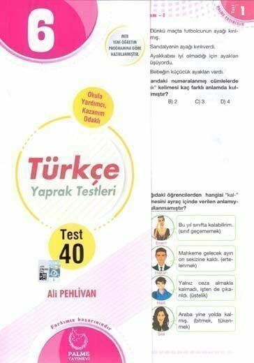 Palme Yayınları 6. Sınıf Türkçe Yaprak Test