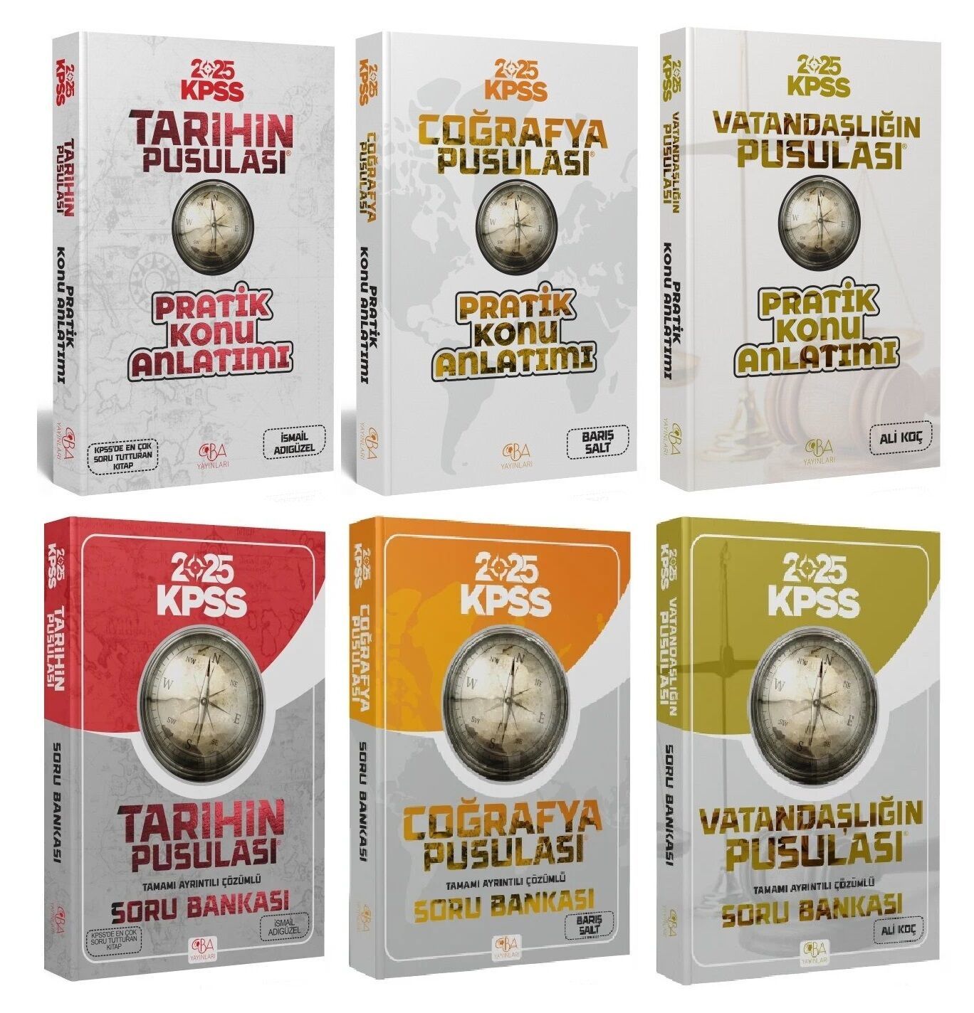 CBA  2025 KPSS Tarih+Coğrafya+Vatandaşlık Pusulası Pratik Konu + Soru Bankası 6 lı Set CBA