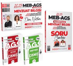 İndeks + Dizgi 2025 MEB-AGS Akademisi Mevzuat + Anayasa Ders Not + Soru + Çıkmış Sorular 4 lü Set