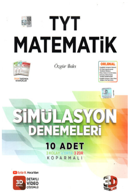 3D Yayınları YKS TYT Matematik Simülasyon 10 Deneme Video Çözümlü 3D Yayınları