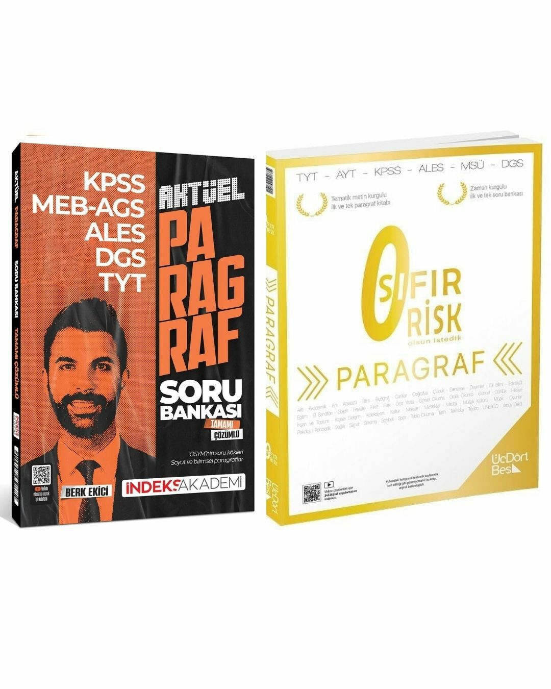 Üç Dört Beş + İndeks YKS TYT AYT KPSS DGS ALES Paragraf Sıfır Risk Soru Bankası 2 li Set