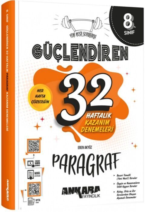 Ankara Yayıncılık 8. Sınıf Güçlendiren 32 Haftalık Paragraf Kazanım Denemeleri Ankara Yayın