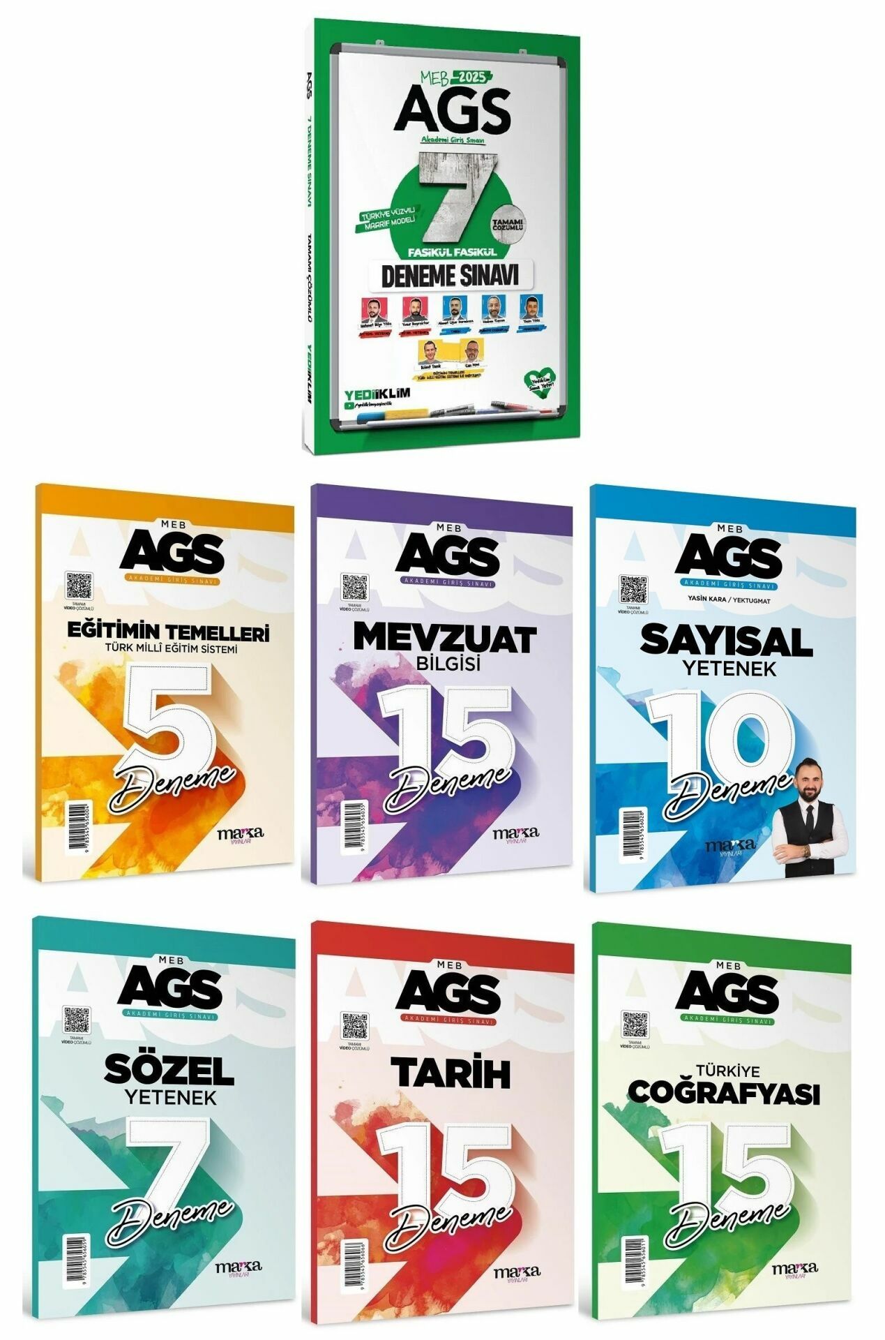 Yediiklim + Marka 2025 MEB-AGS Tüm Dersler 7+67 Deneme 7 li Set Yediiklim + Marka Yayınları