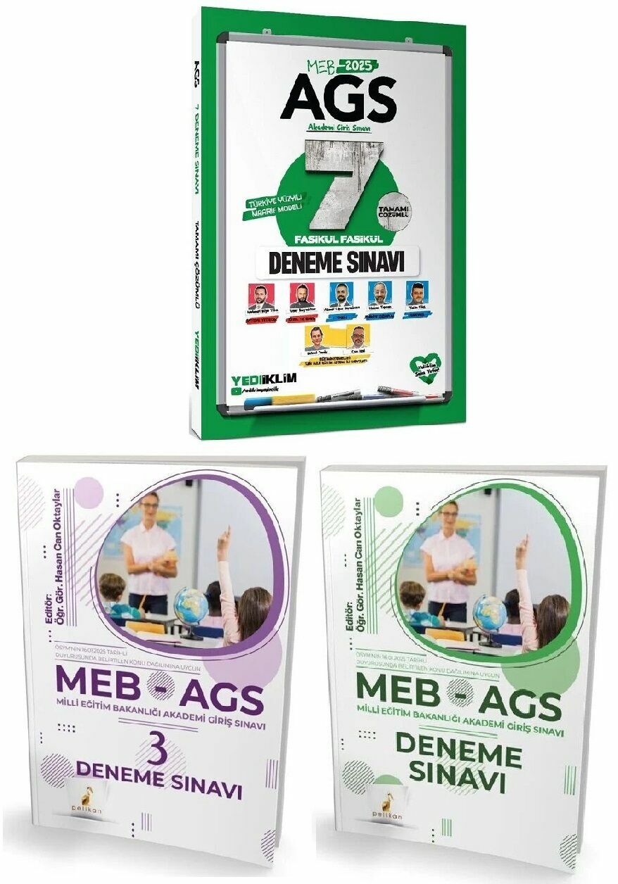 Yediiklim + Pelikan 2025 MEB-AGS Tüm Dersler 7+4 Deneme 3 lü Set Yediiklim + Pelikan Yayınları