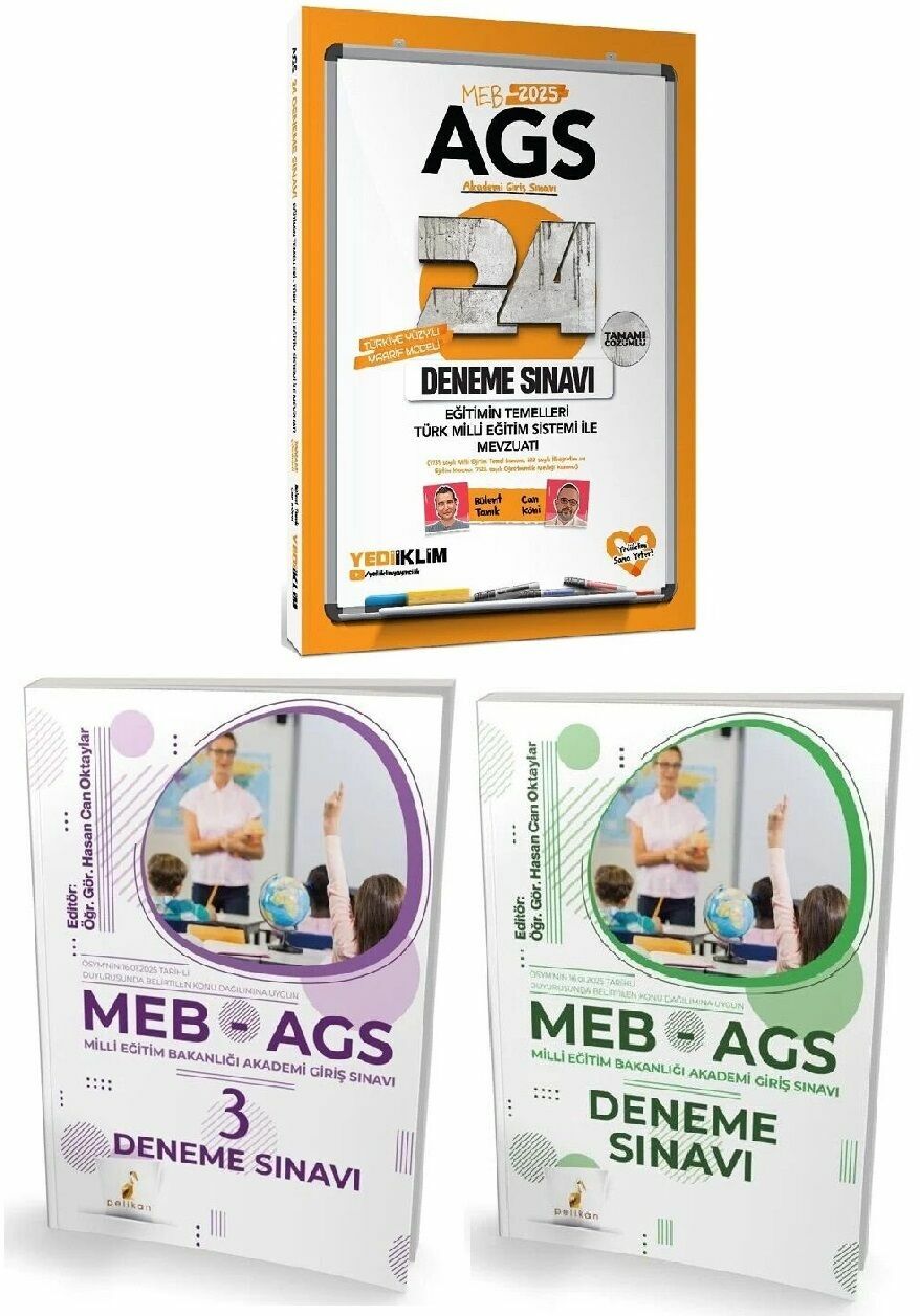 Yediiklim 2025 MEB-AGS Eğitimin Temelleri ve Türk Milli Eğitim Sistemi ile Mevzuatı + Pelikan Tüm Dersler 24+4 Deneme 3 lü Set - Bülent Tanık, Can Köni Yediiklim + Pelikan Yayınları