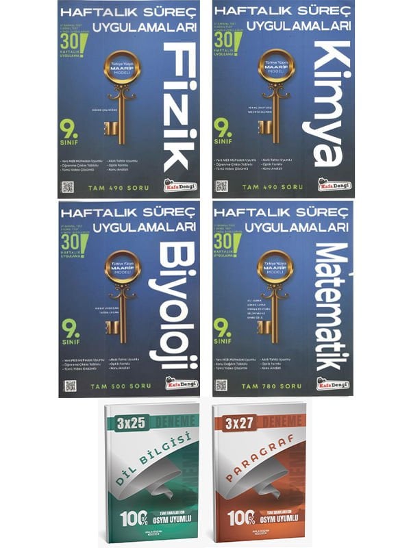 Kafa Dengi + Anla Kazan 2026 9. Sınıf KOD Fizik + Kimya + Biyoloji + Matematik + Deneme 6 lı Set
