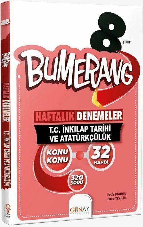 Günay Yayınları 8. Sınıf T.C İnkılap Tarihi ve Atatürkçülük Bumerang Konu Konu Haftalık Denemeler