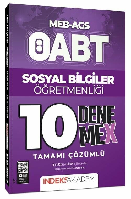 İndeks Akademi 2025 ÖABT MEB-AGS Sosyal Bilgiler Öğretmenliği 10 DenemeX Çözümlü İndeks Akademi Yayınları